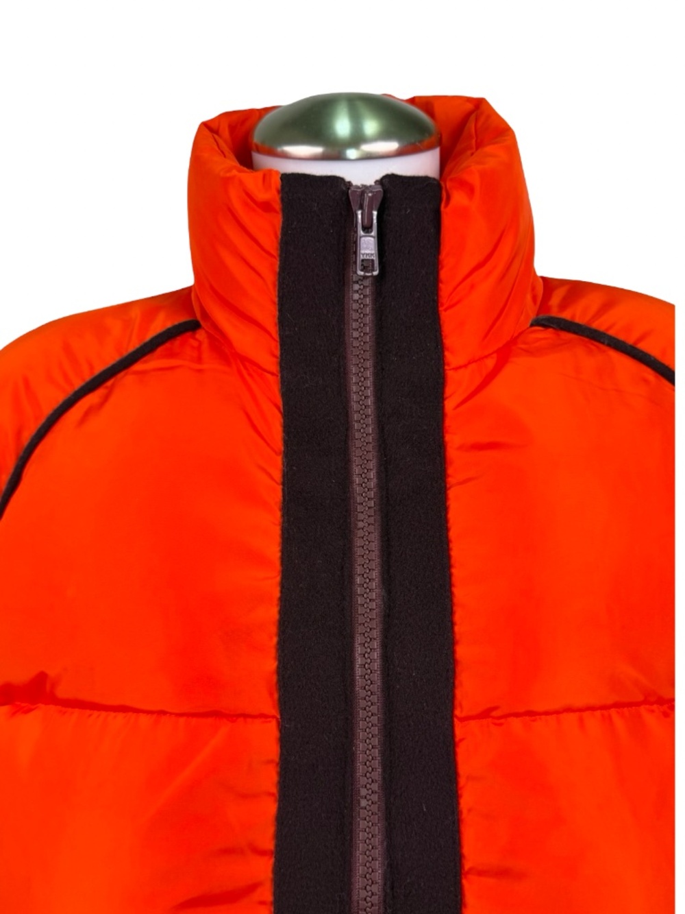 $450 GANNI Fountain Puffer Jacket Orange Red Velvet Trim Size S NWOT - Picture 4 of 11